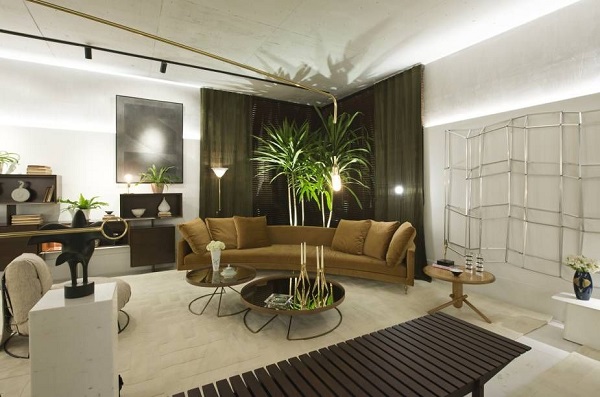 Cores que combinam com verde para sofá moderno de veludo