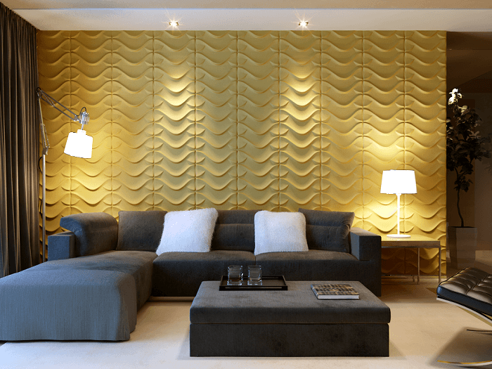 O painel de gesso para sala de estar com design ondulado traz movimento para o ambiente