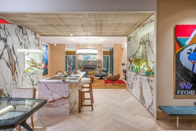 Cozinha de Murilo Lomas com efeito marmorizado