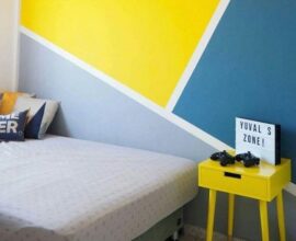 Pintar parede com fita crepe: as cores escolhidas para a decoração do quarto iluminam o ambiente. Fonte: Casa e Festa