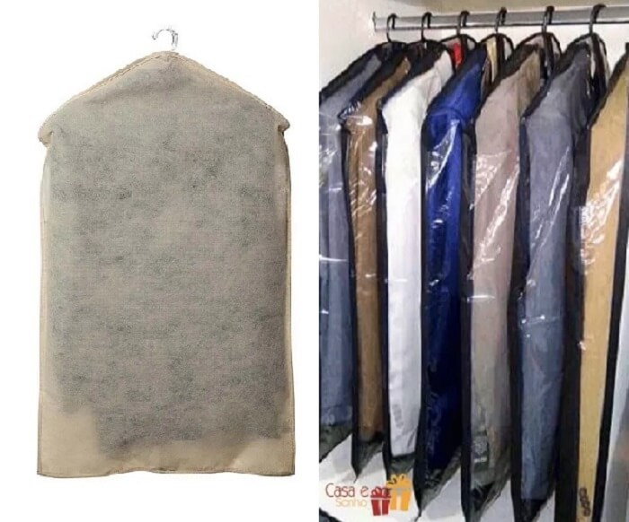 Organizador de guarda-roupa: modelo de capa para vestido ou terno