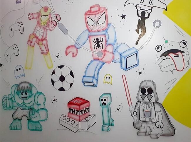 Desenho para parede de quarto infantil personagens favoritos em um único lugar