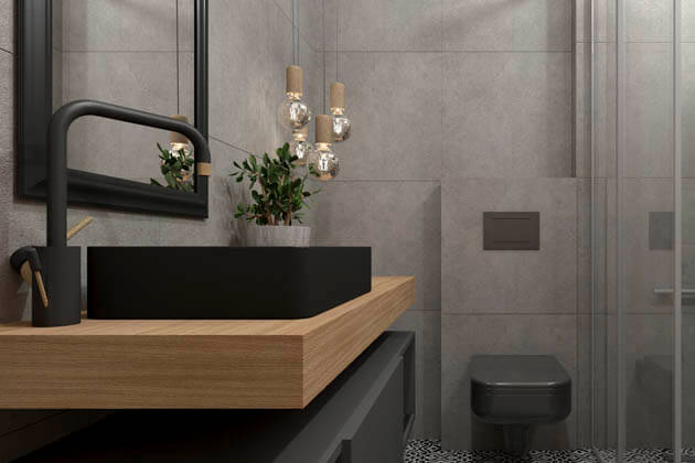 Acabamentos em metais são o segredo para uma decoração especial de banheiro com estilo industrial