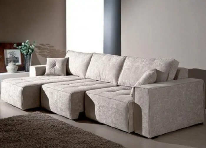 Modelo de sofá retrátil minimalista branco