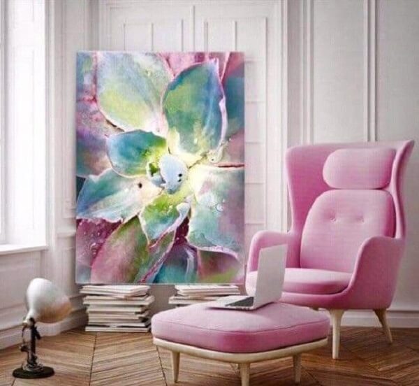 Pintura de quadro aquarela para sala de estar cor de rosa