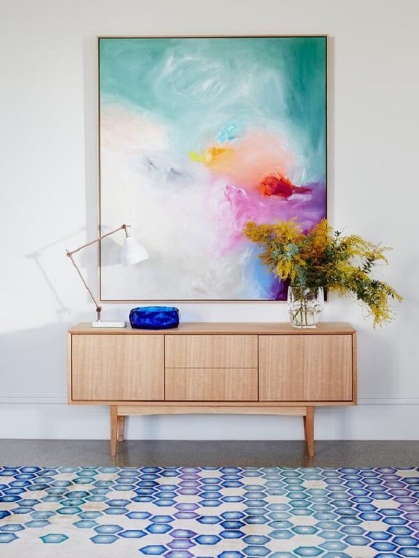 Quadro aquarela abstrato para sala de estar colorida