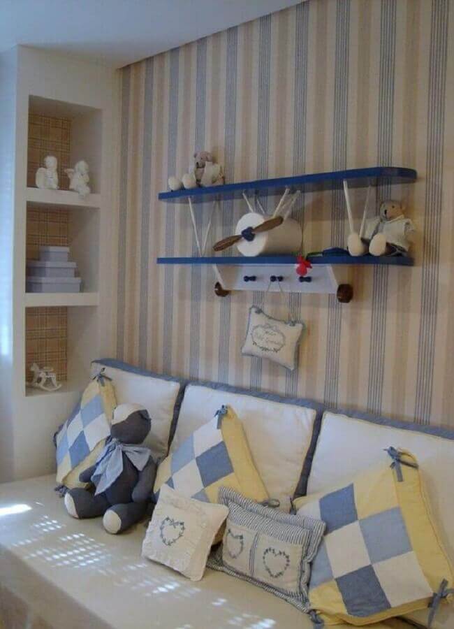 Estampa de listras para decoração com papel de parede para quarto de bebê masculino