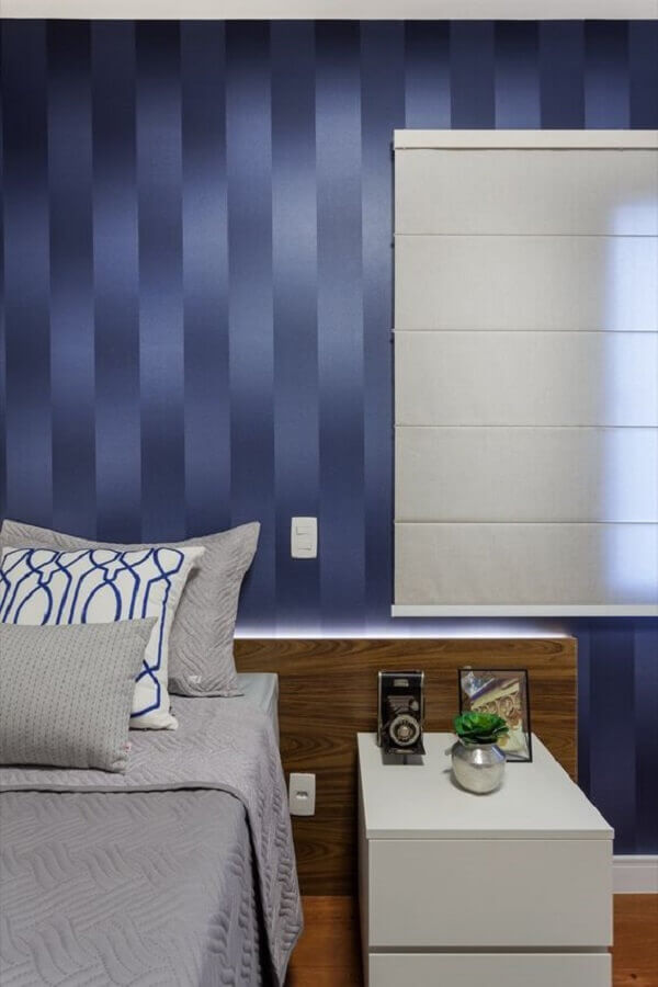 Papel de parede para quarto masculino 3D decorado com luz de LED para cabeceira de madeira