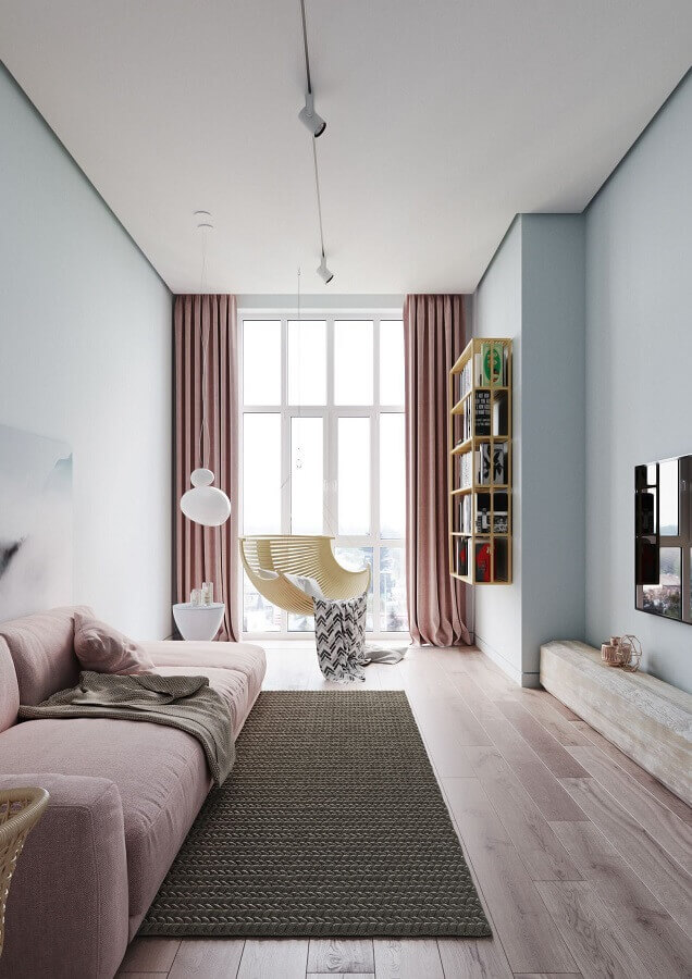Tendências de decoração em 2023 com cores claras e neutras para sala confortável Foto Homify