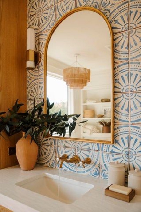 Azulejo decorativo para parede de lavabo moderno