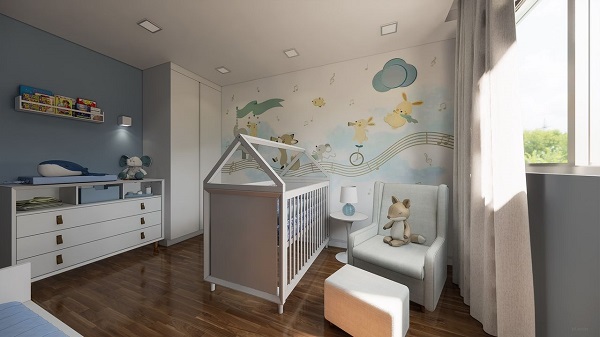Berço moderno para quarto de bebê charmoso